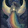 Spiritual Angel Rainbow Area Rug, Zen Room Decor