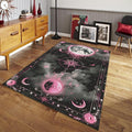 Goth Celestial Area Rug, Pink Black Moon, Witchy Decor