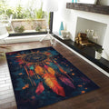 Boho Dreamcatcher Area Rug, Colorful Feather Art, Non-Slip Carpet