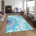 Blue Mandala Area Rug, Non-Slip Spiritual Decor