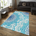 Blue Mandala Area Rug, Non-Slip Spiritual Decor