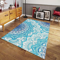 Blue Mandala Area Rug, Non-Slip Spiritual Decor