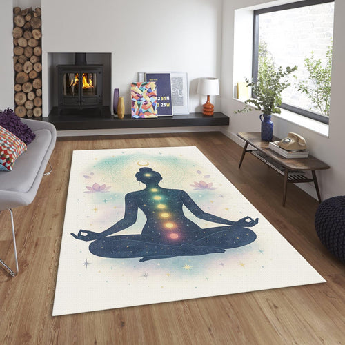 Chakra Meditation Rug, Zen Reiki Room Decor, Spiritual Yoga Mat