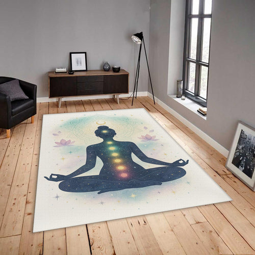 Chakra Meditation Rug, Zen Reiki Room Decor, Spiritual Yoga Mat