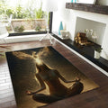 Spiritual Phoenix Area Rug, Gold Meditation Decor, Non-Slip