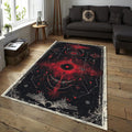 Goth Occult Area Rug, Red Black Sacred Geometry, Non-Slip Floor