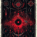 Goth Occult Area Rug, Red Black Sacred Geometry, Non-Slip Floor