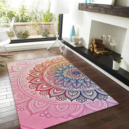 Colorful Mandala Rug, Non-Slip Zen Meditation Carpet