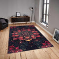 Red Gold Mandala Area Rug, Spiritual Zen Decor, Non-Slip