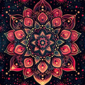 Red Gold Mandala Area Rug, Spiritual Zen Decor, Non-Slip