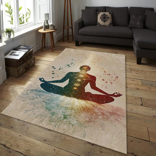 Chakra Meditation Rug, Spiritual Yoga Room Decor