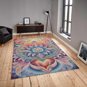 Pastel Mandala Area Rug, Non-Slip Zen Decor