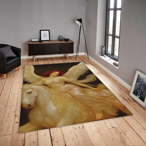 Angel Pegasus Area Rug, Fantasy Zen Decor, Non-Slip Floor Mat
