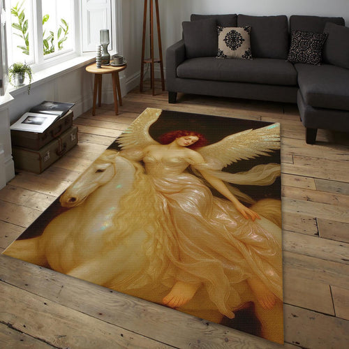 Angel Pegasus Area Rug, Fantasy Zen Decor, Non-Slip Floor Mat