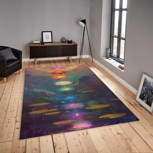 Chakra Lotus River Rug, Colorful Zen Meditation Carpet