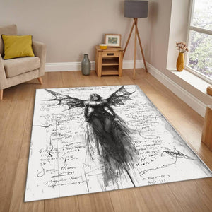 Goth Angel Rug, Dark Aesthetic Area Rug