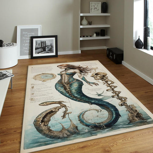 Goth Mermaid Rug, Dark Academia Area Rug