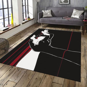 Abstract Lovers Rug, Black and Red Decor