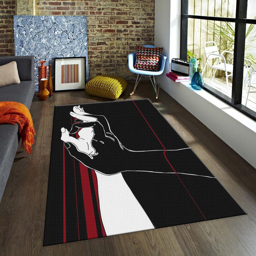Abstract Lovers Rug, Black and Red Decor