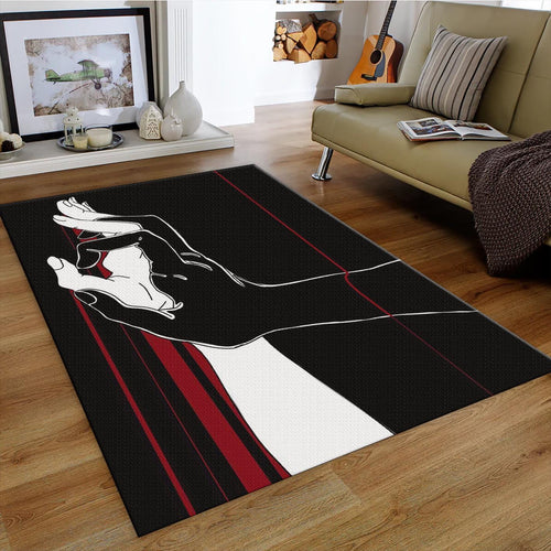 Abstract Lovers Rug, Black and Red Decor