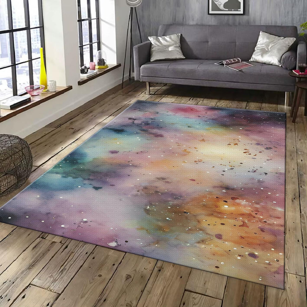 Watercolor Galaxy Rug, Abstract Space Art