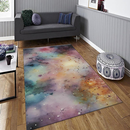 Watercolor Galaxy Rug, Abstract Space Art