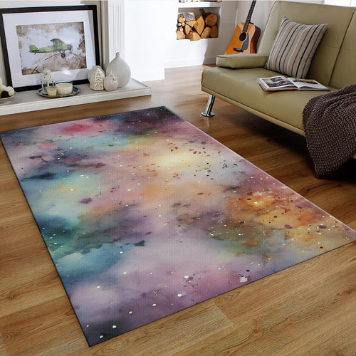 Watercolor Galaxy Rug, Abstract Space Art