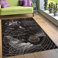 Sci-fi Schematic Rug, Black and White
