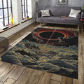 Cosmic Eclipse Rug, Celestial Art Dark Fantasy Landscape Decor