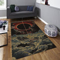 Cosmic Eclipse Rug, Celestial Art Dark Fantasy Landscape Decor