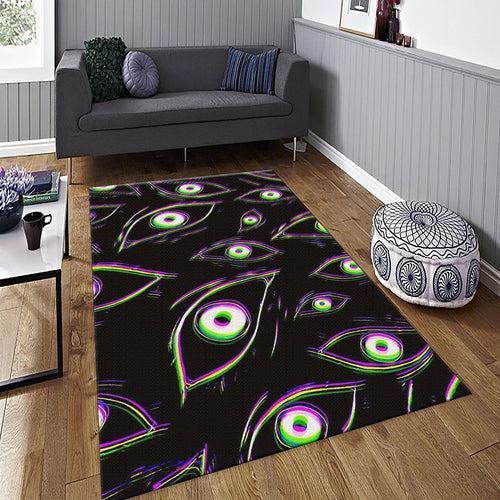 Psychedelic Eye Rug, Trippy Glitch Art