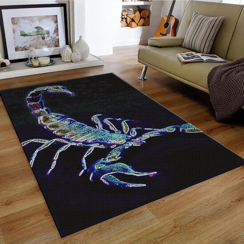 Neon Scorpion Rug, Glowing Art Style