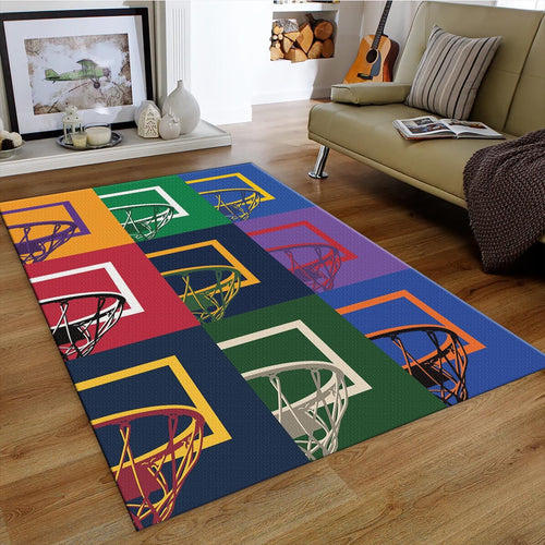 Colorful Basketball Rug, Pop Art Style