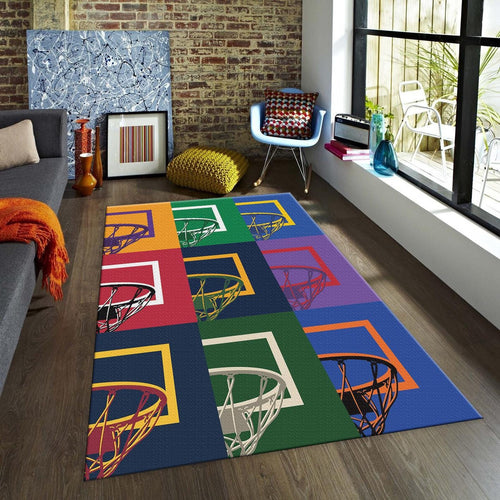 Colorful Basketball Rug, Pop Art Style