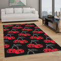 Gothic Cherry Skull Rug, Red and Black