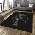 Tactical Schematic Rug, Black and White