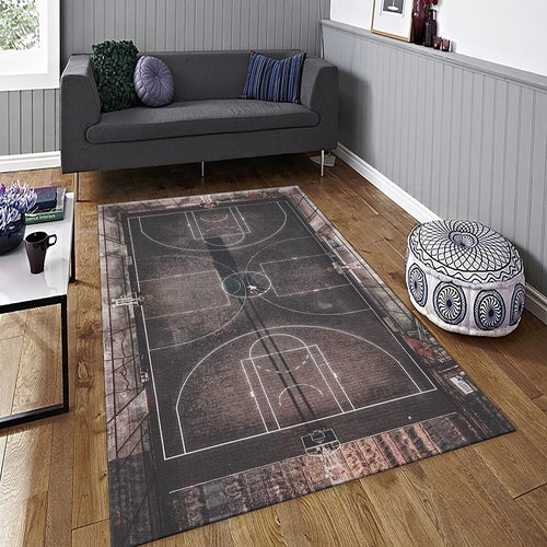 Moody Basketball Court Rug, Aerial Art