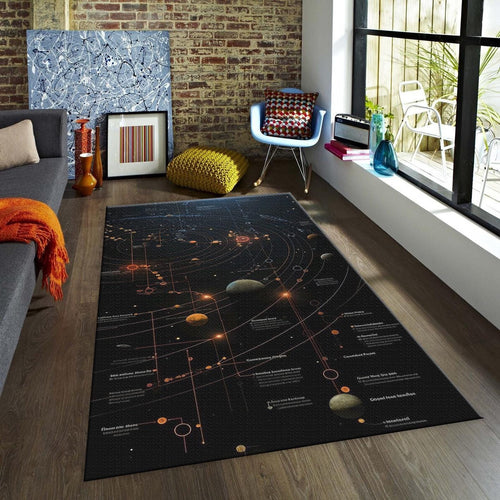 Sci-fi Solar System Rug, Celestial Map