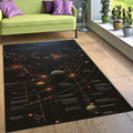 Sci-fi Solar System Rug, Celestial Map