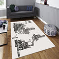 Minimalist World Map Rug, Black and White