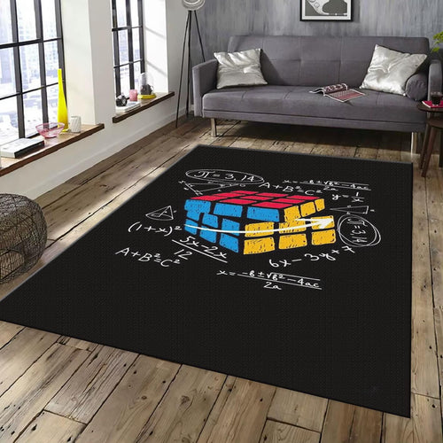 Math Formulas Rug, Puzzle Cube Art STEM Decor Gift Geek Nerd