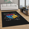 Math Formulas Rug, Puzzle Cube Art STEM Decor Gift Geek Nerd