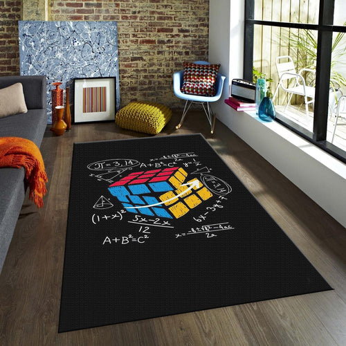 Math Formulas Rug, Puzzle Cube Art STEM Decor Gift Geek Nerd
