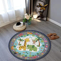 Safari Animals Round Rug Personalized Kids Nursery Decor