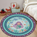 Mermaid Round Kids Rug Under the Sea Nursery Decor