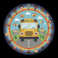 School Bus Round Rug Classroom Kids Playroom Circle Carpet