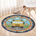 School Bus Round Rug Classroom Kids Playroom Circle Carpet