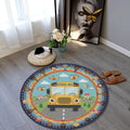 School Bus Round Rug Classroom Kids Playroom Circle Carpet