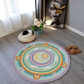 Pastel Nursery Rug Celestial Sun, Moon & Rainbow Kids Playroom