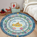 Yellow Submarine Round Rug Nautical Nursery Playroom Circle Mat